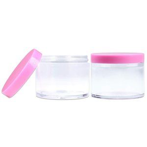4 OZ PInk Thick Double Wall Leak-Proof Round Clear Plastic Jars